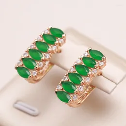 Kienl – boucles d'oreilles carrées en Zircon naturel vert pour femmes, couleur or Rose 585, bijoux de mariage Vintage pour mariée, Design de luxe, cadeau