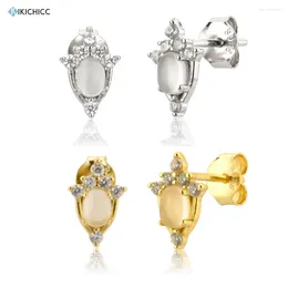 Boucles d'oreilles Kikichicc 925 Silver Silver Luxury Luxury Crystal Crystal Milk White Zircon CZ Pendiente Piercing Ohrringe bijoux en 2024