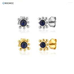 Stud -oorbellen Kikichicc 925 Sterling Silver Sun Earring Blue Zirkon Luxe Women Fashion Crystal Jewelry 2024 Clips