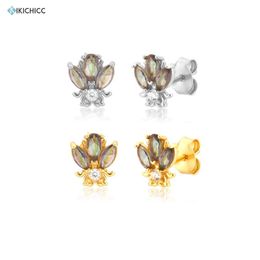 Boucles d'oreilles Kikichicc 925 Sterling Silver Couleur Zircon Vert Gris Abeille Boucle D'oreille Piercing Petit Simple Minuscule Ohrringe Pendiente Mode