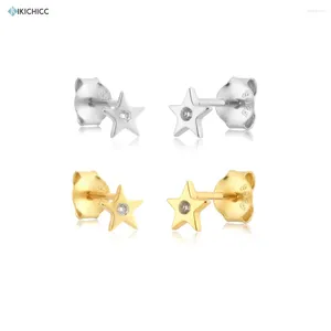 Boucles d'oreilles Kikichicc 925 STERLING Silver One Zircon Charm Star Earring Piercing Plain Women Giding Gift Jewelry 2024 Rock Punk Clips