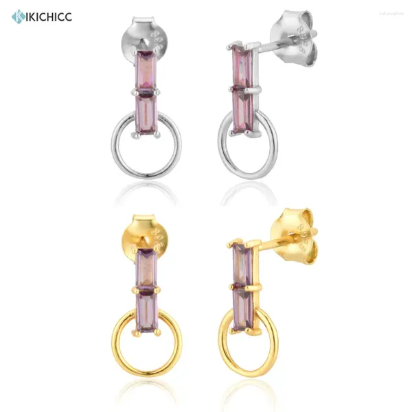 Boucles d'oreilles Kikichicc 925 Sterling Silver Line Circle Round Brouille à oreilles Fine Luxury Zircon CZ Fashion Jewelry Party Small Jewels