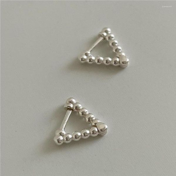 Boucles d'oreilles Kinel 925 Sterling Silver Original Certifié Triangle Géométrique Perle Ronde Pour Femmes Punk Hip Hop Style 2023 Trending