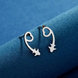 Boucles d'oreilles étalon avion d'avion sur le thème de voyage kinial avec des traises en forme de cœur bijoux en acier inoxydable pour hommes femmes