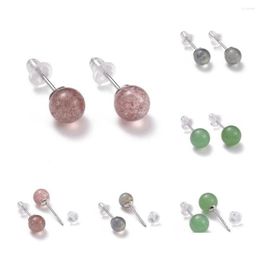 Boucles d'oreilles STAD KISSITTY 5 paires pierres rondes délicates avec une épingle de couleur sier pour les femmes de bijoux de bricolage