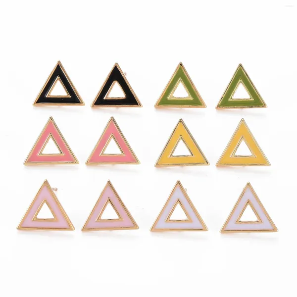 Pendientes Kissitty 50 Uds. De latón con forma triangular con esmalte, accesorios para pendientes, regalo de joyería DIY