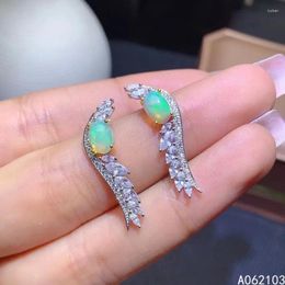 Boucles d'oreilles KJJEAXCMY en argent Sterling 925 incrusté d'opale naturelle pour femmes, mode exquise, plante gemme, détection de Support d'oreille