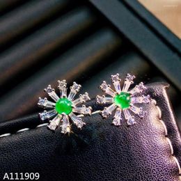 Stud -oorbellen KjjeAxcmy Boutique sieraden 925 Sterling Silver ingelegde Natural Emerald Gemstone Women's Support Detectie