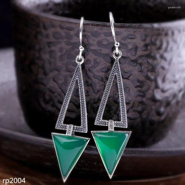 Pendientes KJJEAXCMY Boutique Jewelry Plata de Ley 925 para mujer, Topacio Verde largo, Calcedonia, corindón rojo, granate, gota para oreja