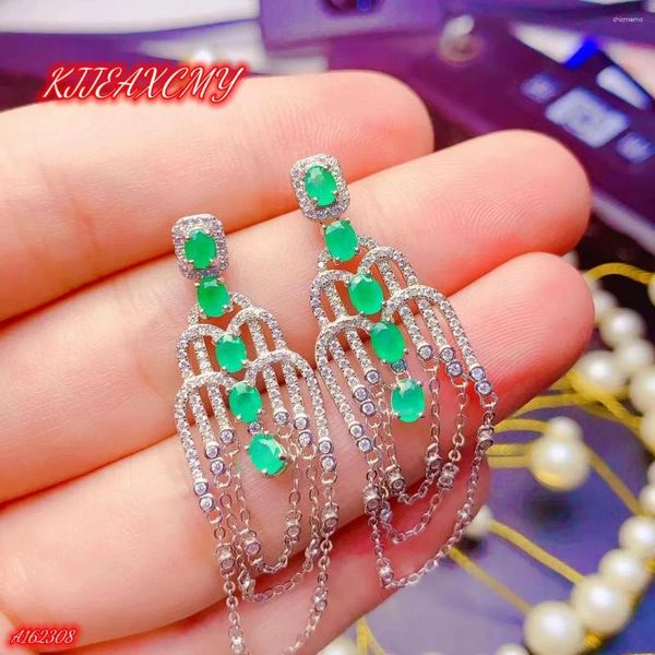 Pendientes de semental KJJEAXCMY Boutique de joyas de lujo para mujeres Emerald 925 Sterling Silver Natural Gem Girl