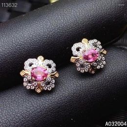 Stud -oorbellen kjjeaxcmy fijne sieraden 925 Sterling zilver ingelegde natuurlijke roze saffier vrouwelijke oorstudies ondersteunen detectie