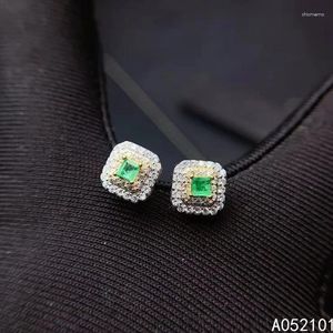 Boucles d'oreilles Kjjeaxcmy Bijoux fins 925 Silver Natural Emerald Girl Exquis Test de support de l'oreille Chinois Style avec boîte