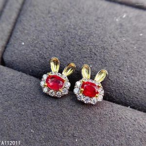 Boucles d'oreilles KJJEAXCMY Fine Jewelry 925 Sterling Silver Incrusté de pierres précieuses naturelles Ruby Luxury Women Female Ear Studs Marry Party