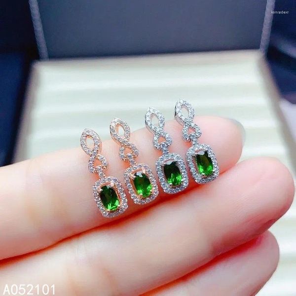 Boucles d'oreilles KJJEAXCMY bijoux fins 925 argent naturel Diopside fille luxe oreille Support Test Style chinois avec boîte