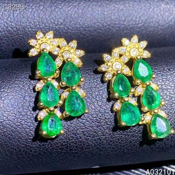 Boucles d'oreilles KJJEAXCMY bijoux fins 925 argent naturel émeraude fille luxe pierres précieuses oreille Support Test Style chinois
