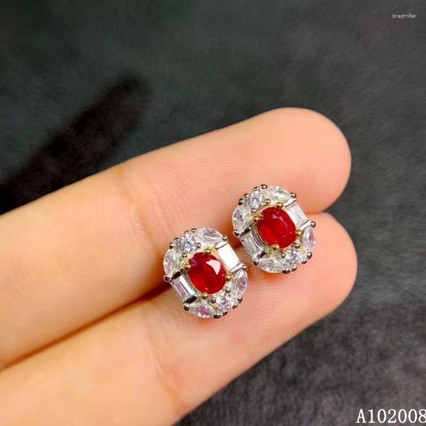 Boucles d'oreilles KJJEAXCMY bijoux fins 925 en argent Sterling incrusté de rubis naturel boucles d'oreilles belles dames soutien test