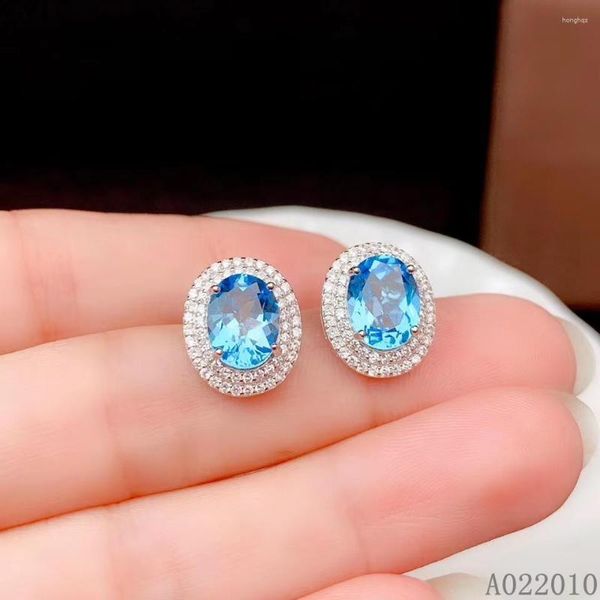 Pendientes KJJEAXCMY, joyería fina, Plata de Ley 925 con incrustaciones de piedras preciosas naturales, Topacio azul, pendientes femeninos, prueba de soporte de moda