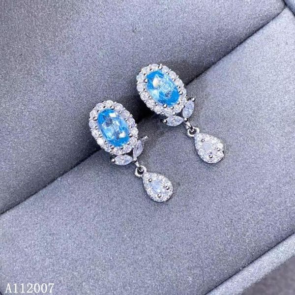 Boucles d'oreilles KJJEAXCMY bijoux fins 925 argent Sterling incrusté topaze bleue naturelle clous d'oreille dames soutien test