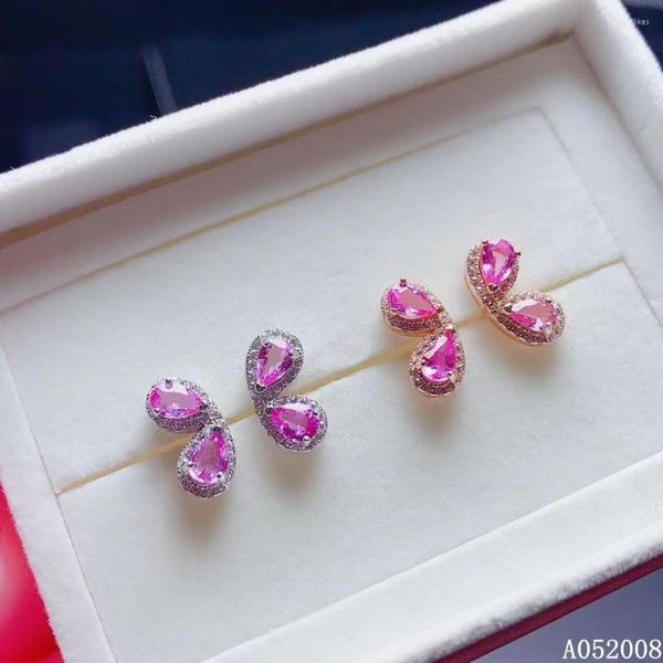 Boucles d'oreilles Kjjeaxcmy Bijoux fins 925 argent sterling incrusté naturel rose sapphir étalons oreilles