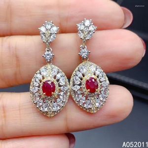 Stud Oorbellen KJJEAXCMY Fijne Sieraden Natuurlijke Ruby 925 Sterling Zilver Meisje Oorstekers Verjaardagscadeau Bruiloft Engageme