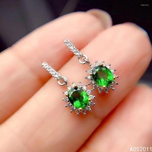 Boucles d'oreilles à tige KJJEAXCMY Fine Jewelry Natural Diopside 925 Sterling Silver Girl Gemstone Ear Studs Support Test