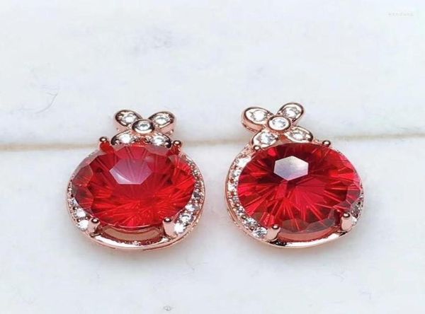 Boucles d'oreilles KJJEAXCMY, bijoux fins, support Test de argent pur 925 incrusté de topaze rouge naturelle, clous d'oreille féminins 4722617