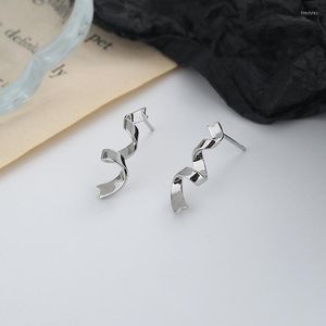 Boucles d'oreilles KOFSAC Chic spirale vague ruban pour femmes mode 925 bijoux en argent Sterling jolie fille élégante dame boucle d'oreille