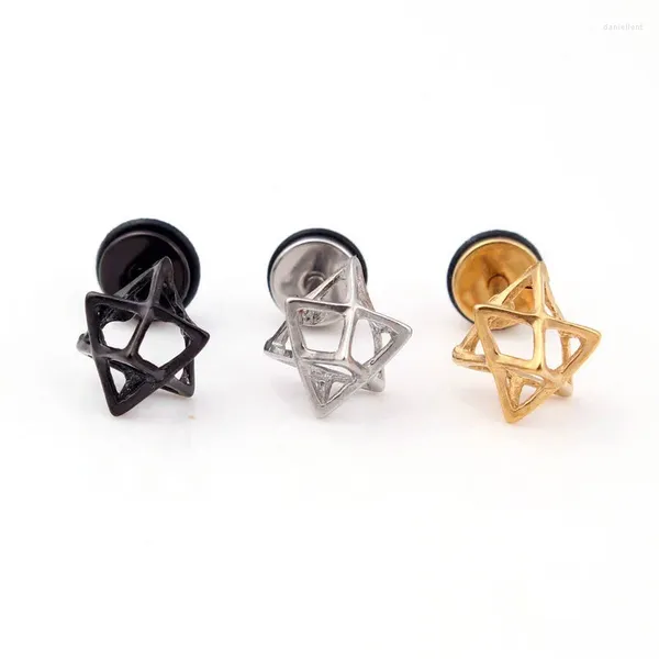 Pendientes de tuerca Pendiente coreano Punk geométrico 316L Oreja de acero inoxidable Tapones falsos negros Joyería para hombres Est Hiphop Titanio