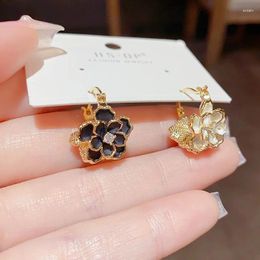 Pendientes de tuerca, joyería de estilo coreano japonés, flor de doble cara para mujer, accesorios de moda, delicada Camilla