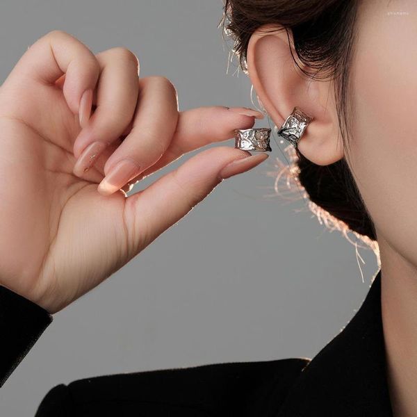 Boucles d'oreilles à tige corée Texture de la peau lave oreille manchette pince pour les femmes pas percé géométrique boucle d'oreille Clips bijoux de fête