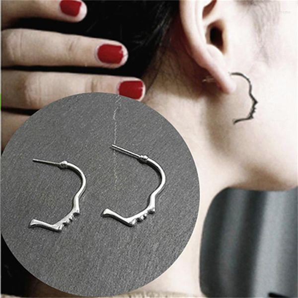 Boucles d'oreilles coréennes visage abstrait Silhouette Art mignon métal filles déclaration de mode pour les femmes bijoux en gros