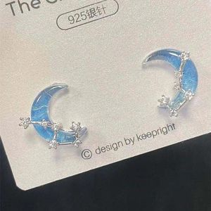 Boucles d'oreilles coréennes asymétriques étoile bleue pour femmes, tendance, brillant, planète en Zircon, bijoux de personnalité de fête pour filles Y2K