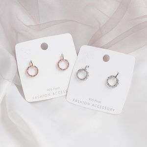 Stud -oorbellen Koreaanse Brincos CZ Zirkooncirkel voor vrouwen eenvoudige roségouden en zilveren kleur ronde oorbel feest sieraden