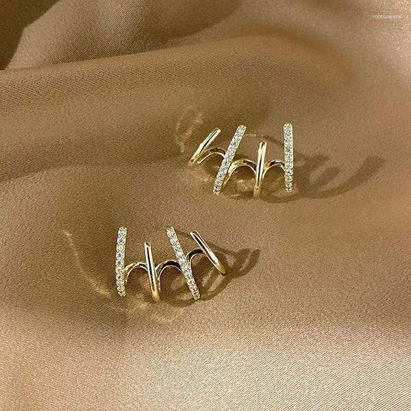 Boucles d'oreilles à goujons Clip de crochet de griffe coréenne pour femmes Cadeaux de bijoux de mode en or CZ Color