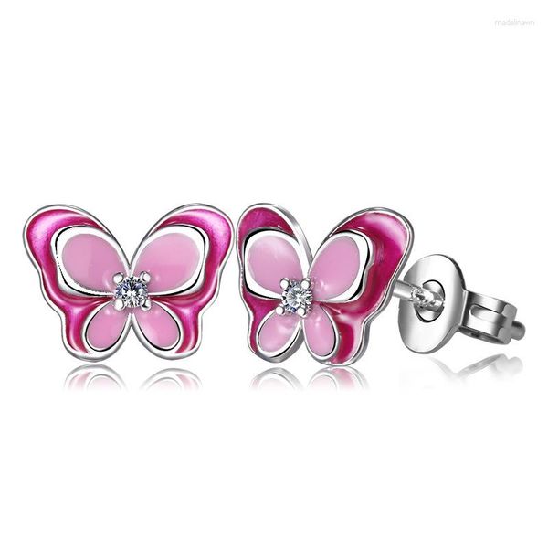 Boucles d'oreilles coréennes mignonnes colorées, colle goutte à goutte papillon en Zircon pour femmes et filles, bijoux cadeaux de fête