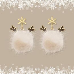 Boucles d'oreilles coréen Dangle Drop blanc femmes en gros concepteur flocon de neige mignon automne hiver femme mode bijoux accessoires cadeau