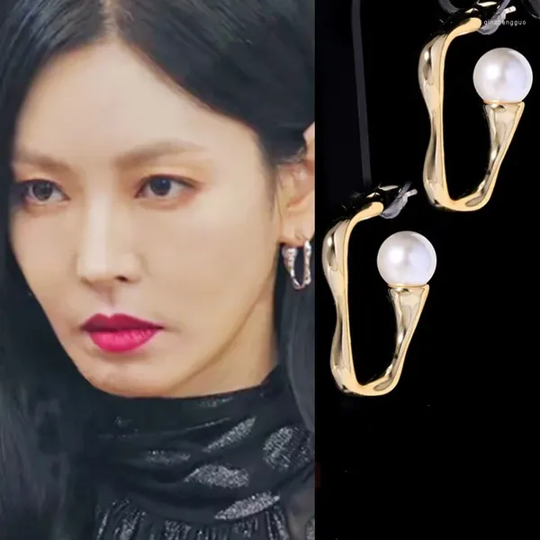 Pendientes de tuerca estilo coreano Drama Penthouse calidad dulce chica moda encantadora Retro único estilo creativo elegante alto