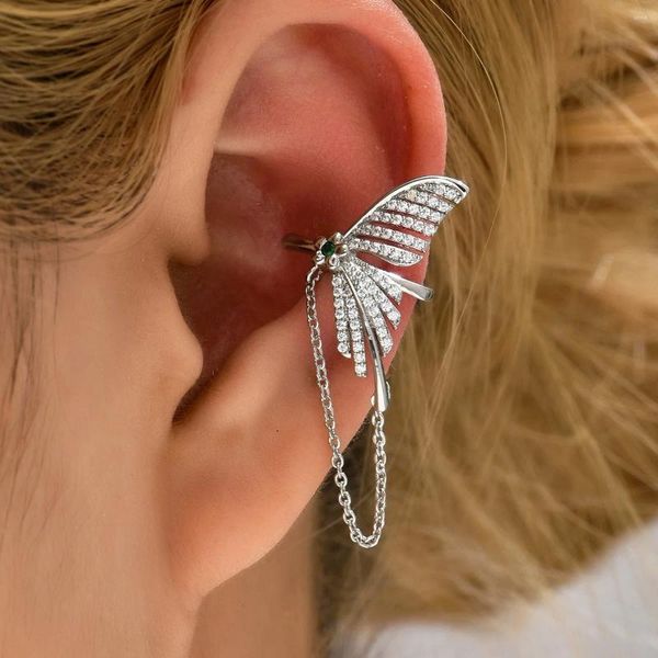 Boucles d'oreilles Stud Korean Elegant Elf Butterfly Fish Tail Clip pour les femmes Chaîne de mode Tassel No Piercing Ear Cuff Bijoux Cadeaux