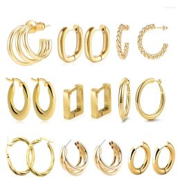 Pendientes de tuerca Diseño de moda coreana Pendiente chapado en oro Círculo grande Geométrico Redondo Forma de C Aro para mujer Joyería de tendencia de lujo 20234