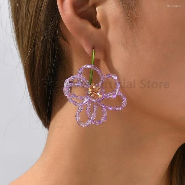 Boucles d'oreilles à étalon coréen fleur fleur perçage acrylique transparent mignon bijoux doux pour femmes accessoires à la mode cadeau de fête de fille