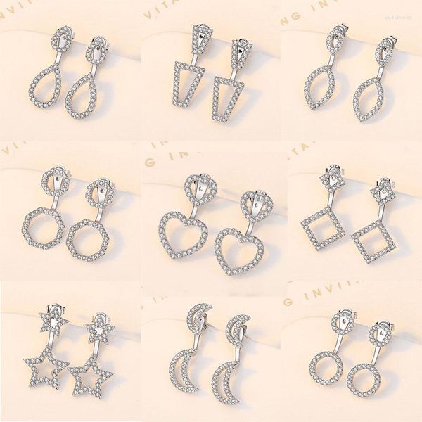 Pendientes de tuerca a la moda coreana, Luna, estrella, clásico, geométrico, para mujer, colgante de circón, pendiente trasero, colgante de mariposa, pendientes, joyería de fiesta