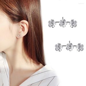 Stud -oorbellen Koreaanse mode pruimenbloesem vrouwelijk temperament drie bloesems pendientes mujer vintage bijoux femme