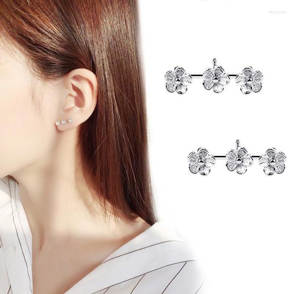 Boucles d'oreilles à tige mode coréenne fleur de prunier tempérament féminin trois fleurs Pendientes Mujer Vintage Bijoux Femme