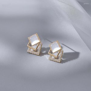 Boucles d'oreilles mode coréenne Simple carré opale moderne pour femmes, bijoux en Zircon brillant, accessoires de fête, cadeau de mariage, 2022