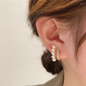 Boucles d'oreilles à clous pour femmes, mode coréenne, Simulation de perles, Double personnalité, bijoux de fête frais, tendance, 2023