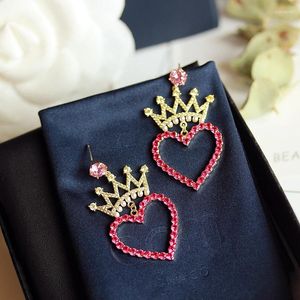 Stud oorbellen Koreaanse hit kleur kristal vrouwen gele kroon rood hart trendy sieraden kubieke zirkonia verklaring dames versiering