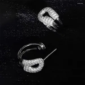 Pendientes de sementales Broche Korean Ins Simple Full of Diamonds 925 Silver Needle Nicho Designer Style Exquisito y regalo de cumpleaños único
