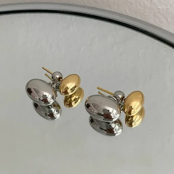 Pendientes de tuerca estilo coreano japonés Metal oro plata Color grano de frijol perforado par para mujeres encantos personalidad joyería de oreja regalo