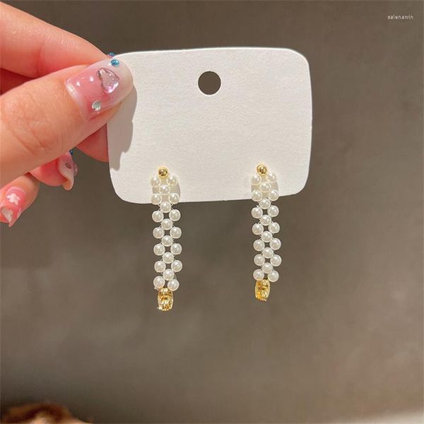 Pendientes de tuerca coreanos ligeros de lujo para Mujer, Pendientes de perlas simuladas dulces, joyería, Pendientes, regalos para Mujer, dos formas de llevar Pendientes