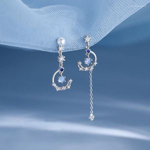 Boucles d'oreilles coréennes Luxury Luxury Zircon Moon étoile asymétrique pour les femmes Crystal nuage Pearl Bring Girl Bijoux Cadeaux